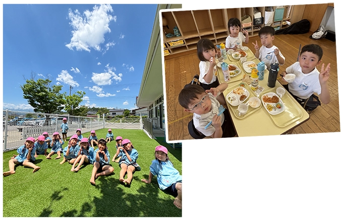 写真：福島ルンビニー幼稚園の遊具で楽しそうに遊ぶ園児たち